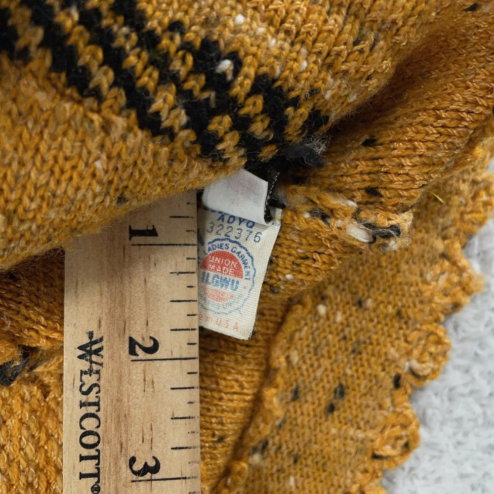 Vintage Adolfo Saks Fifth Avenue Sweater Jacket Women's Small Yellow Plaid 80s - Picture 9 of 10
